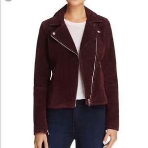 AQUA Genuine Suede Maroon Moto Jacket